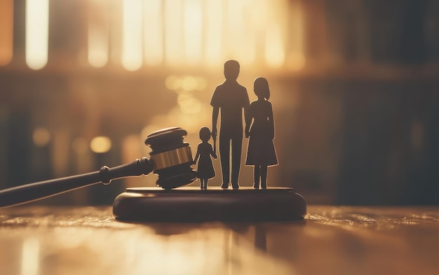 Family law concept with images of a family