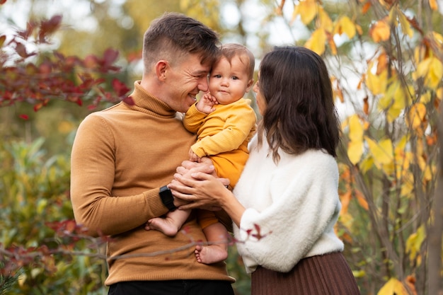 Family lifestyle outdoors in autumn time