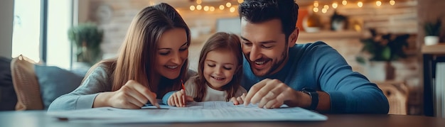 a family looking at a map of the world