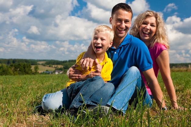 family on the meadow