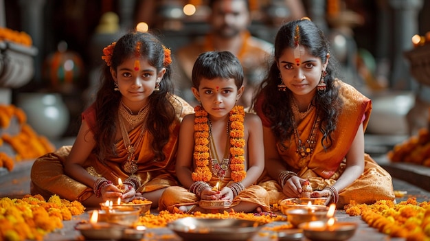 family performing Gudi Padwa puja at home