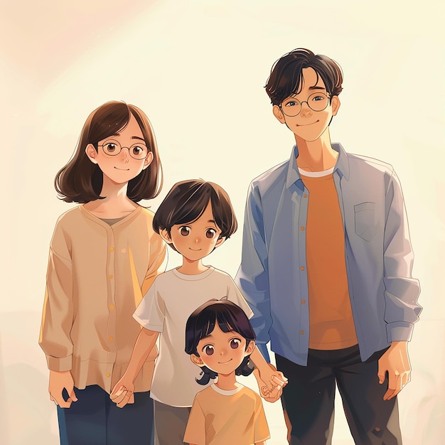 a family photo with a girl and a man in glasses