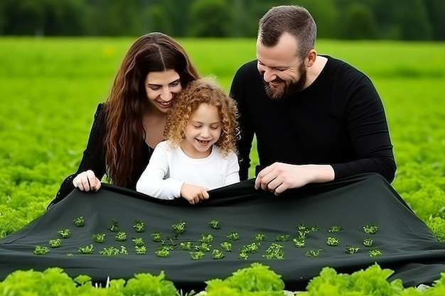 Family picnic in nature for bonding quality time and togetherness in comfortable surroundings