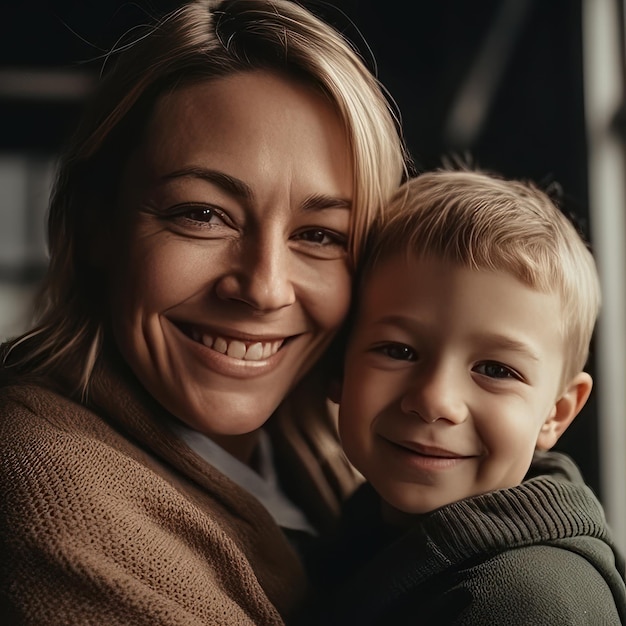 Family Portrait of Mother and Son