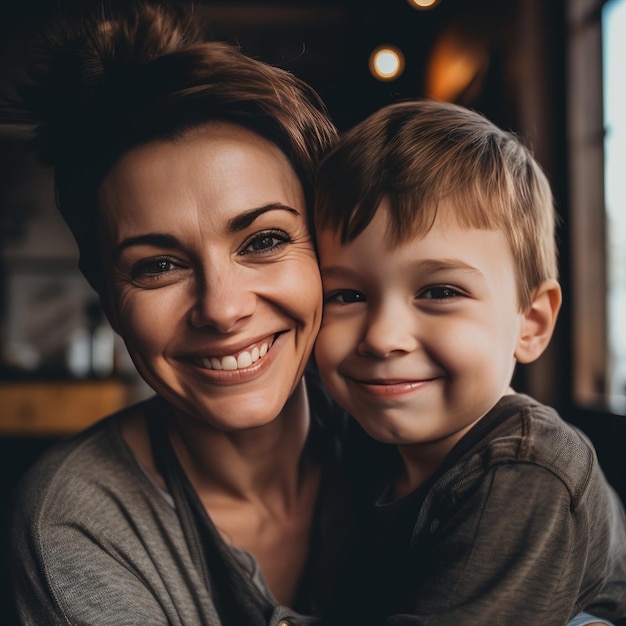 Family Portrait of Mother and Son