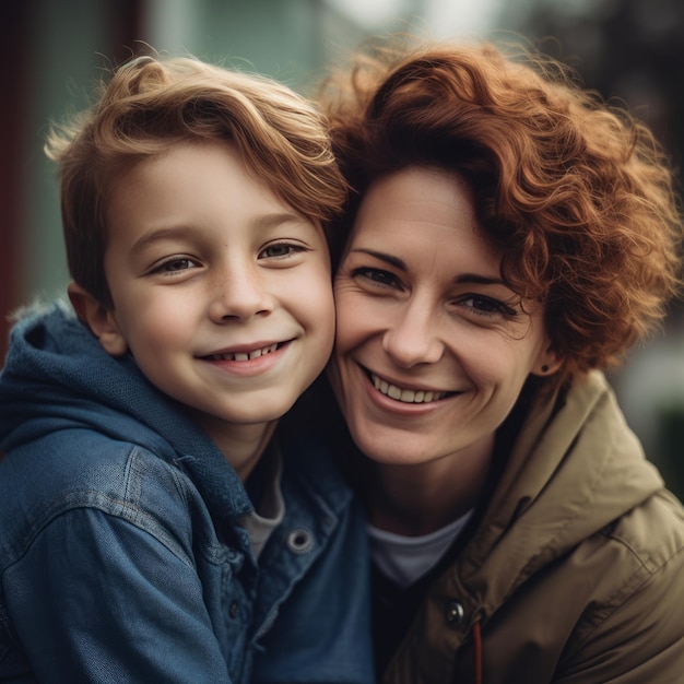 Family Portrait of Mother and Son