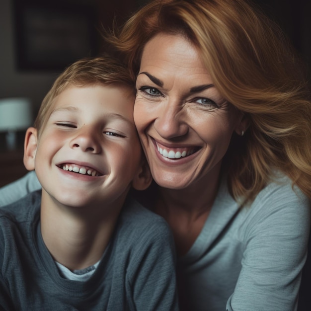 Family Portrait of Mother and Son