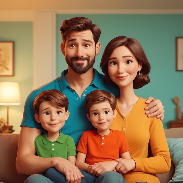 a family portrait of three people one of which is wearing a blue shirt with the word family