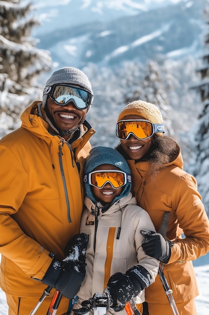 Photo a family poses for a photo in the snow