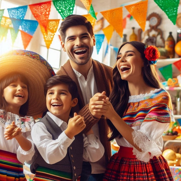 a family poses for a photo with a banner that says quot happy people quot