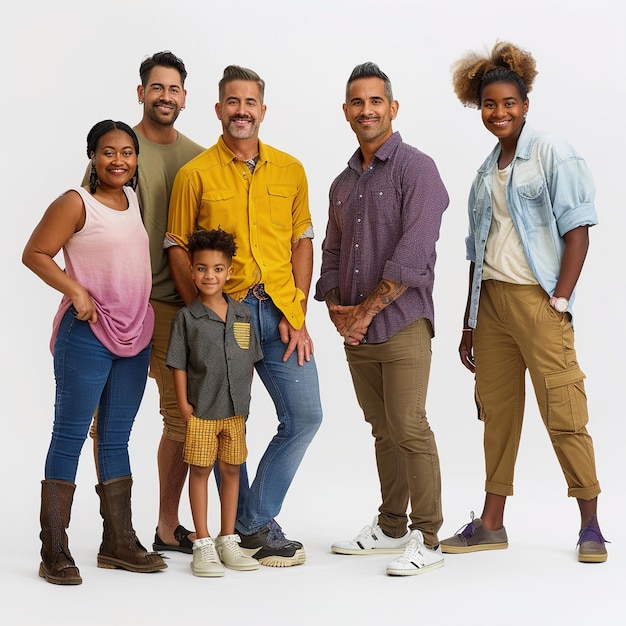 a family poses for a photo with a man and woman