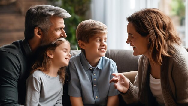 Photo family practicing emotional intelligence through honest communication