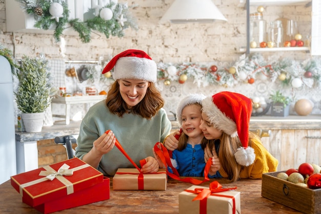 Family preparing for Christmas