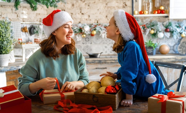 Family preparing for Christmas