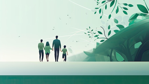 Family silhouette Web banner with copy space Generative AI