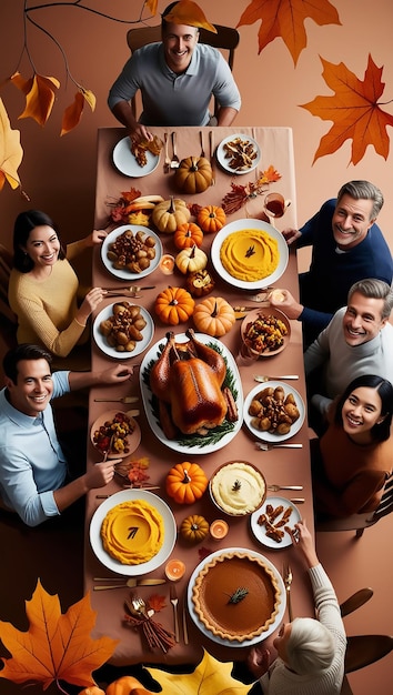 Photo a family sits at a table with pumpkins and pumpkins