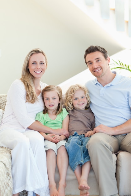 Family sitting on the couch