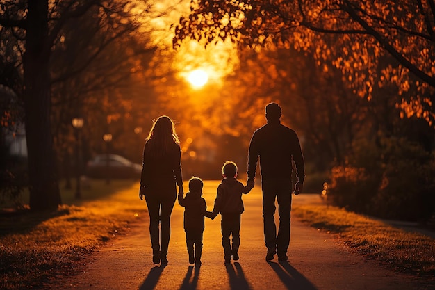 Family Stroll at Dusk Unity and Love