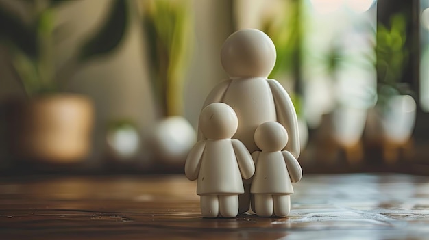 a family of three dolls with one holding a baby