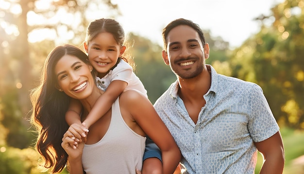 A family of three a man and two children are smiling and posing for a picture