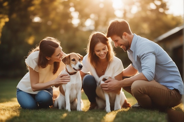 a family of three with their dog and their dog