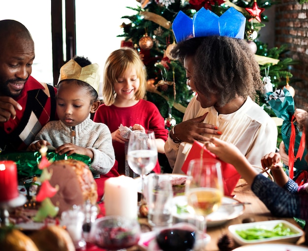 Family Together Christmas Celebration Concept