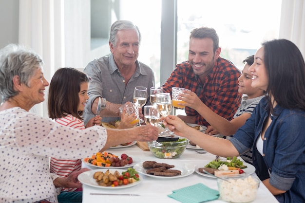 Family together having meal