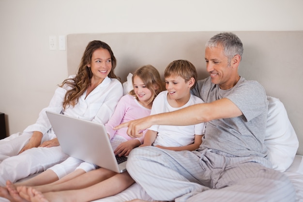 Family using a notebook