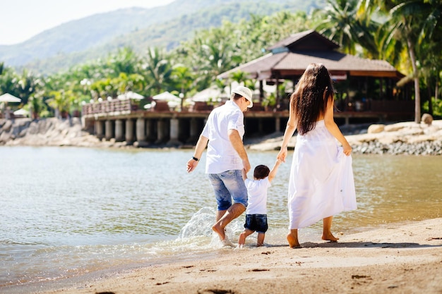 Family vacation on luxury beach resort