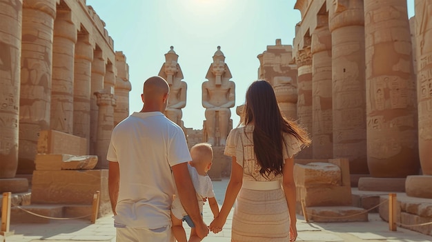 family visiting the Karnak Temple Complex Egypt