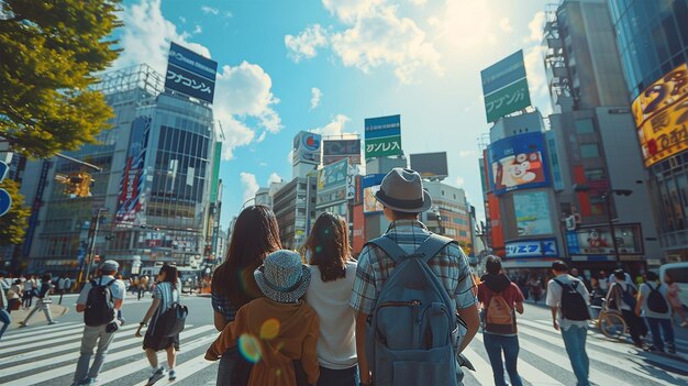 Photo family visiting the shibuya crossing tokyo japan