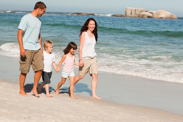 Family walking on the beach