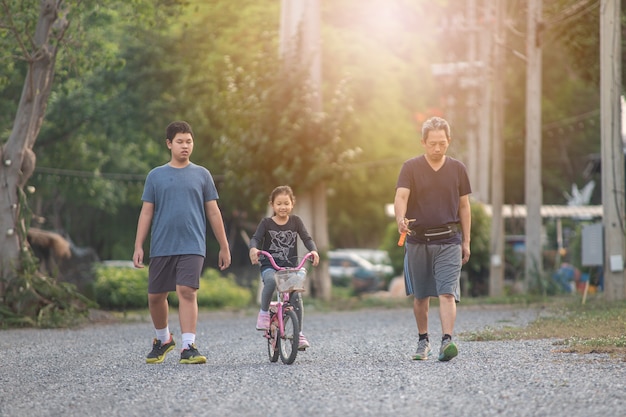 Family walking outdoors