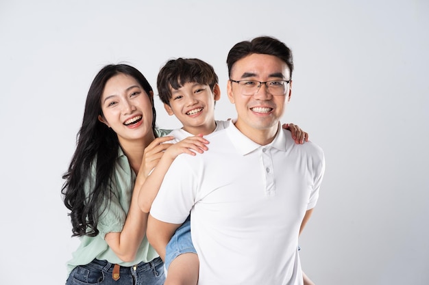 A family on a white background