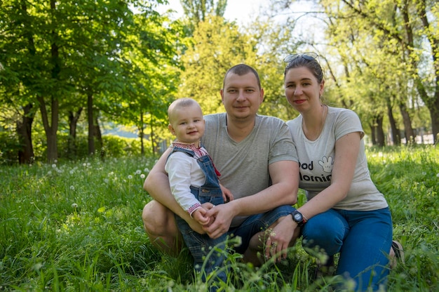 Family with baby in the park