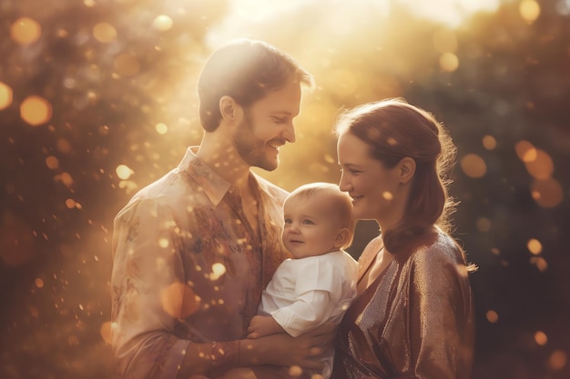 A family with a baby in the sun