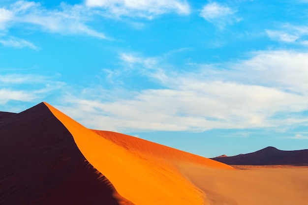 The famous 45 red sand dune in Sossusvlei Africa Namib Desert