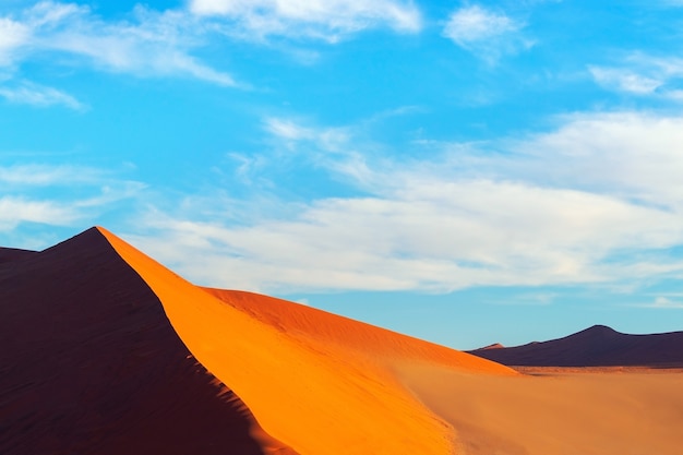 The famous 45 red sand dune in Sossusvlei. Africa, Namib Desert