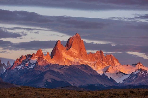 Famous Cerro Fitz Roy - one of the most beautiful and hard to accent rocky peak in Patagonia, Argentina