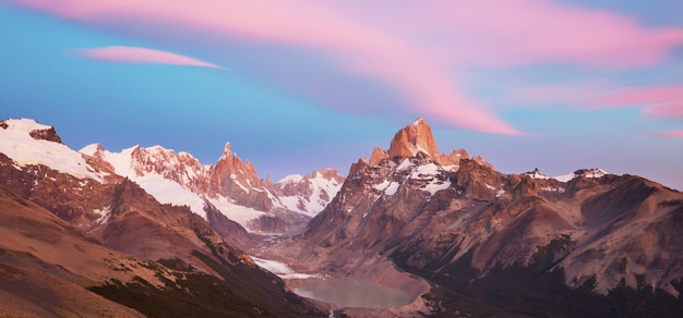 Famous Cerro Fitz Roy - one of the most beautiful and hard to accent rocky peak in Patagonia, Argentina