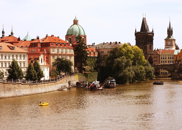 Famous Charles Bridge and tower Prague