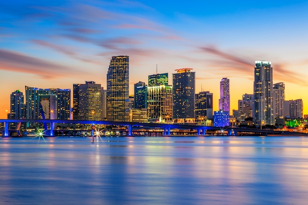 Famous cIty of Miami, Florida, summer sunset, USA