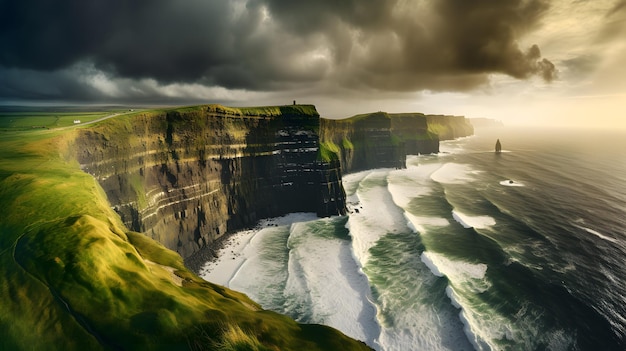 Famous Cliffs of Moher in County Clare Ireland Panoramic imageCliffs of Moher in the fog