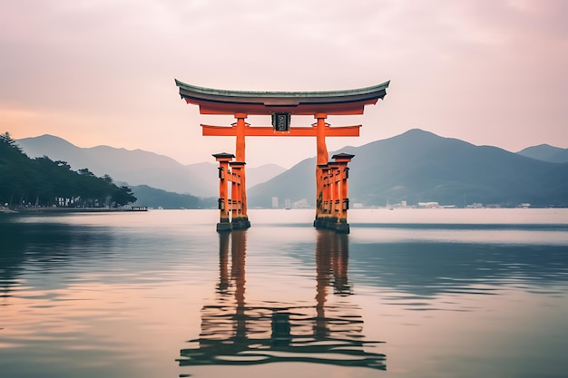 the famous floating torii gate in japan