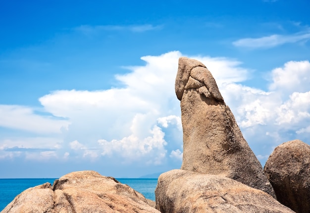 Famous Grandfather rock on Lamai Beach. Koh Samui, Thailand