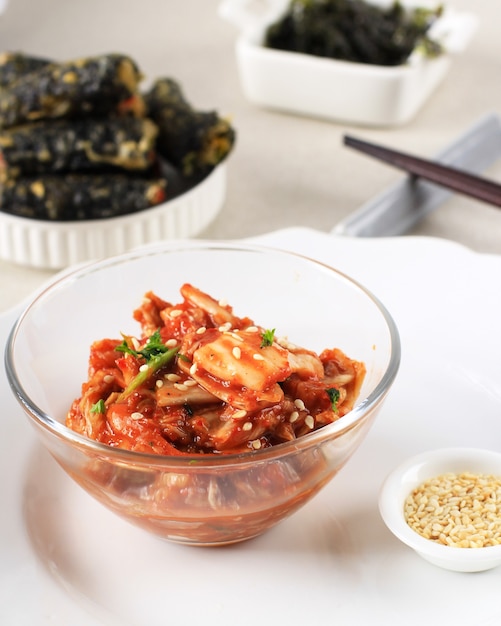 Famous Korean Traditional Food Kimchi (Napa Cabbage). It's a Basic Korean Side Dish Made of Vegetables with Variety of Seasonings. Kimchi is Attracting Attention as a Super Food and Diet Menu