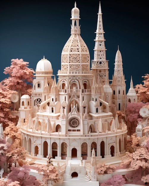 famous landmarks with 3D paper sculptures capturing the architectural wonders