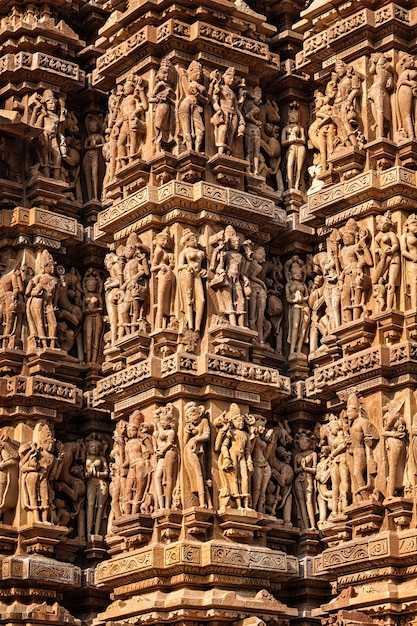 Famous stone carving sculptures of Khajuraho