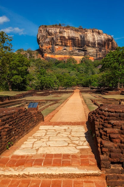 Famous tourist landmark ancient sigiriya rock sri lanka