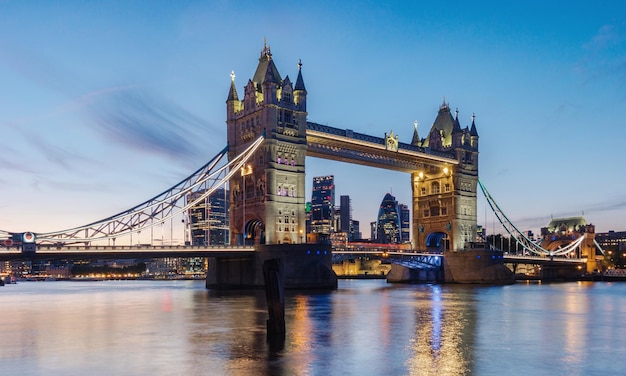 Famous Tower Bridge at sunset London UK